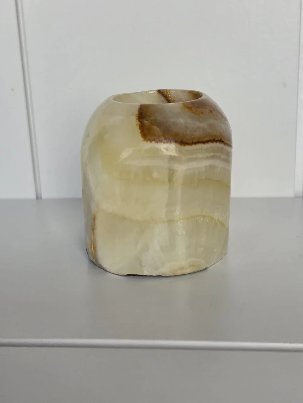 CRYSTAL CANDLE HOLDER | Natural Earth Crystal Carved Candle Holder Onyx Freeform